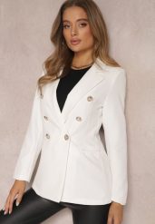 Biała Marynarka Timatea. Białe marynarki i żakiety damskie Renee, m, bez wzorów, z satyny, eleganckie. Za 119.99 zł.