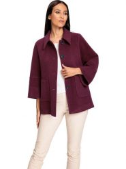 Heine Płaszcz przejściowy w kolorze bordowym rozmiar: 38. Czerwone płaszcze damskie Heine, bez wzorów, z wełny, bez kaptura. Za 239.99 zł.