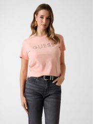 Guess T-Shirt 182375 Różowy Classic Fit. Czerwone t-shirty damskie Guess, xxl, z aplikacjami, bez kołnierzyka. Za 154.99 zł.