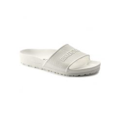 Klapki damskie Birkenstock Barbados. Białe klapki damskie Birkenstock, bez wzorów, bez obcasa, bez zapięcia. Za 266.00 zł.
