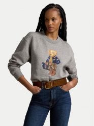 Polo Ralph Lauren Bluza 211B17788001 Szary Regular Fit. Szare bluzy damskie Polo Ralph Lauren, m, bez wzorów, z bawełny, bez kaptura. Za 1,299.00 zł.