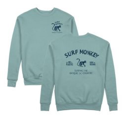Bluza Save the Ocean – Okrągły dekolt / Dorosły (Szałwia). Zielone bluzy damskie SURF MONKEY, l, bez wzorów, z bawełny, bez kaptura. Za 309.95 zł.