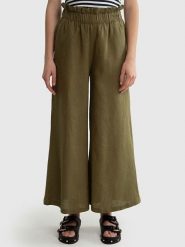 BIG STAR Lniane spodnie w kolorze khaki rozmiar: S. Brązowe spodnie materiałowe damskie Big Star, bez wzorów, ze lnu. Za 144.99 zł.