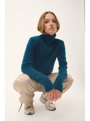 Just Cashmere Kaszmirowy golf "June" w kolorze granatowym rozmiar: M. Niebieskie golfy damskie Just Cashmere, m, bez wzorów, z kaszmiru, bez ramiączek. Za 560.45 zł.