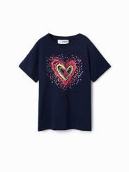 Desigual T-Shirt 23SGTK20 Granatowy Regular Fit. Niebieskie koszulki i t-shirty dziewczęce Desigual, bez wzorów, z bawełny, bez kołnierzyka, bez ramiączek. Za 159.99 zł.