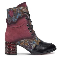 Botki Maciejka. Czerwone botki damskie Maciejka, bez obcasa, na słupku, bez zapięcia. Za 479.99 zł.