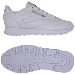 Buty sneakersy sportowe damskie Reebok Classic Leather. Białe obuwie sportowe treningowe Reebok, z materiału, trekkingowe, Reebok Classic. Za 314.30 zł.