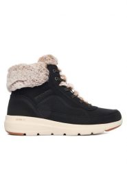 Skechers Trzewiki Glacial Ultra 144199/BLK Czarny. Czarne botki damskie Skechers, ze skóry, bez obcasa, na płaskiej podeszwie, bez zapięcia. Za 356.99 zł.
