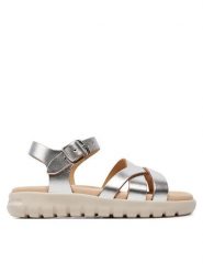 Geox Sandały J Sandal Soleima Gir J45GSA 000CF C1007 M Srebrny. Szare sandały dziewczęce Geox, ze skóry, bez obcasa, bez zapięcia. Za 179.99 zł.