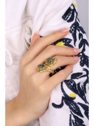 Pierres delicates Pozłacany pierścionek z prehnitami rozmiar: onesize. Żółte pierścionki damskie Pierres delicates, z prehnitem, pozłacane. Za 74.46 zł.