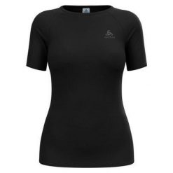 Koszulka termoaktywna damska Odlo Merino PW 140 Seamless BL Top Crew Neck SS. Czarne bluzki damskie ODLO, l, bez wzorów, bez kołnierzyka, bez ramiączek. Za 370.99 zł.
