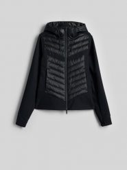 4F Kurtka narciarska hybrydowa z puchem naturalnym damska - czarna XL. Czarne kurtki damskie 4F, na zimę, xl, bez wzorów, z puchu, bez kaptura. Za 499.99 zł.