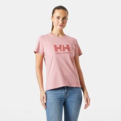 Koszulka damska Helly Hansen Logo 3.0. Czerwone koszulki sportowe damskie Helly Hansen, bez wzorów, bez ramiączek. Za 189.50 zł.