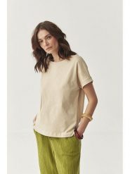 TATUUM Koszulka "Anoko" w kolorze beżowym rozmiar: XXL. Brązowe bluzki damskie TATUUM, xxl, bez wzorów, z bawełny, bez kołnierzyka, bez ramiączek. Za 66.47 zł.