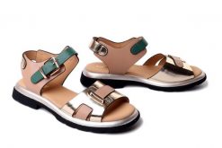 Artiker Relaks 58C0299 gold/apricot/green, sandały damskie. Brązowe sandały damskie Artiker Relaks, bez wzorów, ze skóry, bez obcasa, bez zapięcia. Za 239.90 zł.