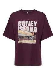 ONLY Koszulka w kolorze czerwonym rozmiar: XL. Czerwone bluzki damskie Only, xl, bez wzorów, z bawełny, bez kołnierzyka, bez ramiączek. Za 52.42 zł.