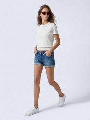 LTB Szorty dżinsowe "Judie" w kolorze granatowym rozmiar: XL. Niebieskie szorty damskie LTB, z aplikacjami. Za 73.99 zł.