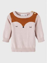 NAME IT Sweter 13207072 Różowy Regular Fit. Czerwone swetry dziewczęce Name it, bez wzorów, z bawełny, bez kołnierzyka, bez ramiączek. Za 109.99 zł.