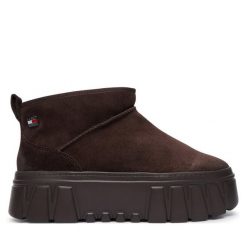 Śniegowce Tommy Jeans. Brązowe śniegowce damskie Tommy Jeans, z jeansu. Za 649.99 zł.