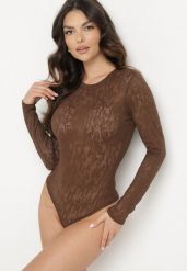 Brązowe Transparentne Body z Wiskozą w Abstrakcyjny Wzór Naliritria. Brązowe body i gorsety Born2be, bez wzorów, z wiskozy. Za 89.99 zł.