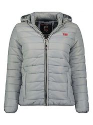Geographical Norway Kurtka pikowana "Atika" w kolorze jasnoszarym rozmiar: XL. Szare kurtki damskie Geographical Norway, xl, z aplikacjami, bez kaptura. Za 136.13 zł.