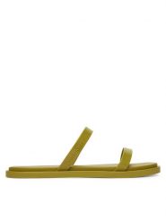 Calvin Klein Klapki Double Bar Slide - Jelly HW0HW02417 Zielony. Zielone klapki damskie Calvin Klein, bez wzorów, z tworzywa sztucznego, bez obcasa, bez zapięcia. Za 149.99 zł.