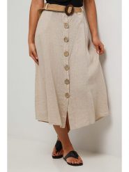 Le Monde du Lin Spódnica w kolorze beżowym rozmiar: 38/40. Brązowe spódnice damskie Le Monde du Lin, bez wzorów, z bawełny, klasyczne, midi. Za 152.99 zł.