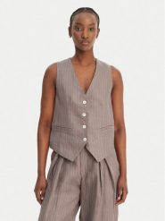 Eleh Kamizelka garniturowa SS260027 Szary Oversize. Szare kamizelki damskie Eleh, bez wzorów, ze lnu, bez kaptura. Za 564.99 zł.