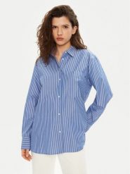 Tommy Hilfiger Koszula WW0WW45612 Niebieski Relaxed Fit. Niebieskie koszule damskie Tommy Hilfiger, bez wzorów, z bawełny, bez kołnierzyka, bez ramiączek. Za 299.99 zł.