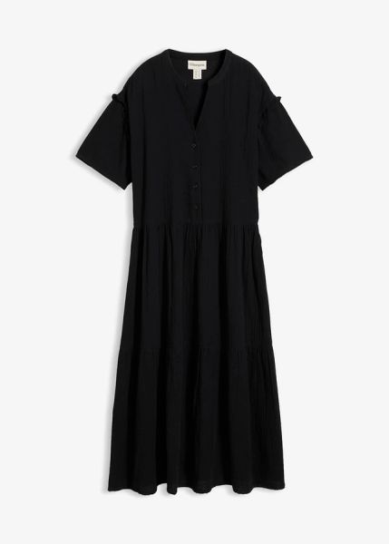 Sukienka midi z miękkiego muślinu. Czerwone sukienki damskie bonprix, bez wzorów, bez ramiączek. Za 169.99 zł.