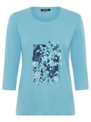 Olsen Koszulka w kolorze niebieskim rozmiar: 44. Niebieskie bluzki damskie Olsen, bez wzorów, z bawełny, bez kołnierzyka, bez ramiączek. Za 39.99 zł.