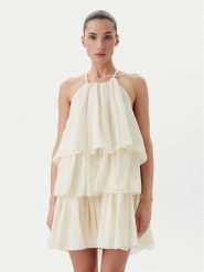 Eleh Sukienka koktajlowa ESS250043 Beżowy Regular Fit. Brązowe sukienki damskie Eleh, bez wzorów, z syntetyku, wizytowe, bez ramiączek. Za 409.99 zł.