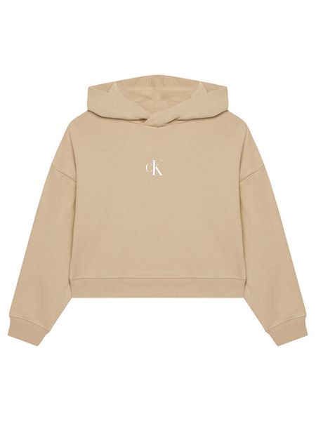 Calvin Klein Jeans Bluza IG0IG02755 D Beżowy Boxy Fit. Brązowe bluzy dziewczęce Calvin Klein Jeans, bez wzorów, z bawełny, bez ramiączek, bez kaptura. Za 209.99 zł.