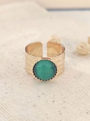 Atelier MIU Pozłacany pierścionek z tygrysim okiem rozmiar: onesize. Zielone pierścionki damskie atelier MIU, pozłacane. Za 34.99 zł.