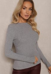Szary Sweter z Wiskozą w Klasycznym Stylu Sintovira. Szare swetry klasyczne damskie Renee, m, z jeansu, bez kołnierzyka. Za 84.99 zł.