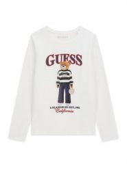 Guess Bluzka J6BI12 K5793 Biały Regular Fit. Białe bluzki i koszule dziewczęce Guess, z aplikacjami, z bawełny, bez kołnierzyka, bez ramiączek. Za 114.99 zł.