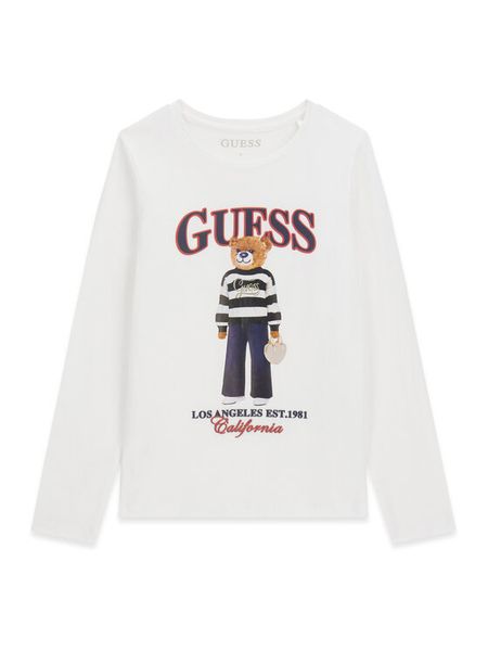 Guess Bluzka J6BI12 K5793 Biały Regular Fit. Białe bluzki i koszule dziewczęce Guess, z aplikacjami, z bawełny, bez kołnierzyka, bez ramiączek. Za 114.99 zł.