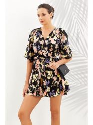 LA Angels Sukienka w kolorze czarnym ze wzorem rozmiar: M. Czarne sukienki damskie LA Angels, bez wzorów, z wiskozy, bez ramiączek. Za 113.99 zł.