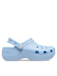 Crocs Klapki Classic Platform Pearl Clog 211231 Niebieski. Niebieskie klapki damskie Crocs, bez wzorów, z tworzywa sztucznego, bez obcasa, bez zapięcia. Za 179.99 zł.