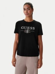 Guess T-Shirt V6RI13 KD772 Czarny Regular Fit. Czarne t-shirty damskie Guess, xs, z aplikacjami, z lyocellu, bez kołnierzyka. Za 199.99 zł.