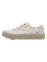 Tamaris Sneakersy w kolorze kremowym rozmiar: 40. Brązowe obuwie sportowe damskie Tamaris, z koronki, bez zapięcia. Za 105.63 zł.