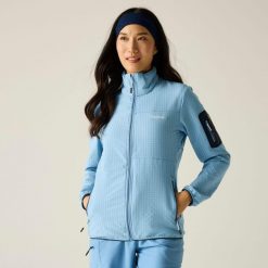 Damska bluza polarowa Ralina z zamkiem błyskawicznym. Niebieskie bluzy damskie Regatta, bez wzorów, z elastanu, bez kaptura. Za 229.99 zł.