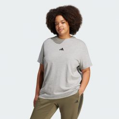 Koszulka Essentials 3-Stripes Cotton (Plus Size). Białe bluzki damskie Adidas, plus size, bez wzorów, z bawełny, bez kołnierzyka, bez ramiączek. Za 119.00 zł.