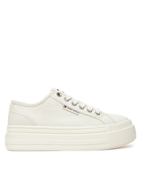 Tommy Jeans Sneakersy Tjw Foxing Flatform Lc EN0EN02736 Biały. Białe obuwie sportowe damskie Tommy Jeans, z jeansu, bez zapięcia. Za 199.99 zł.