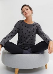 Piżama oversized z legginsami. Szare piżamy damskie bonprix, bez wzorów, bez ramiączek. Za 84.99 zł.