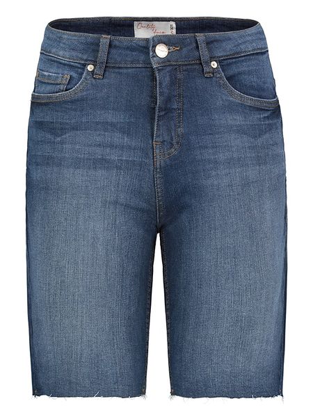 Sublevel Bermudy dżinsowe w kolorze granatowym rozmiar: S. Niebieskie szorty damskie Sublevel, z aplikacjami, ze skóry, z podwyższonym stanem. Za 52.55 zł.