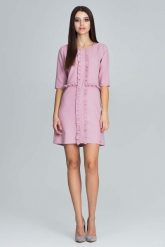 Różowa Elegancka Krótka Sukienka z Falbankami. Czerwone sukienki damskie Figl, bez wzorów, z elastanu, eleganckie, bez ramiączek. Za 269.00 zł.