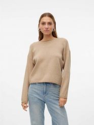 Vero Moda Sweter "Gold" w kolorze beżowym rozmiar: S. Brązowe swetry klasyczne damskie Vero Moda, s, ze splotem, bez kołnierzyka. Za 114.45 zł.