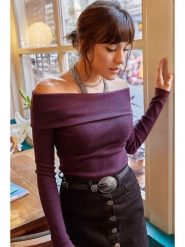 Happiness Istanbul Sweter w kolorze fioletowym rozmiar: onesize. Różowe swetry klasyczne damskie Happiness Istanbul, z bawełny, bez kołnierzyka. Za 43.99 zł.