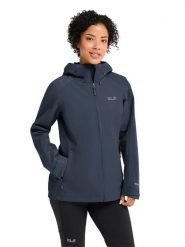 Jack Wolfskin Kurtka przeciwdeszczowa "Wildbound" w kolorze granatowym rozmiar: XS. Niebieskie kurtki sportowe damskie Jack Wolfskin, m, bez wzorów, z materiału, bez kaptura. Za 390.00 zł.